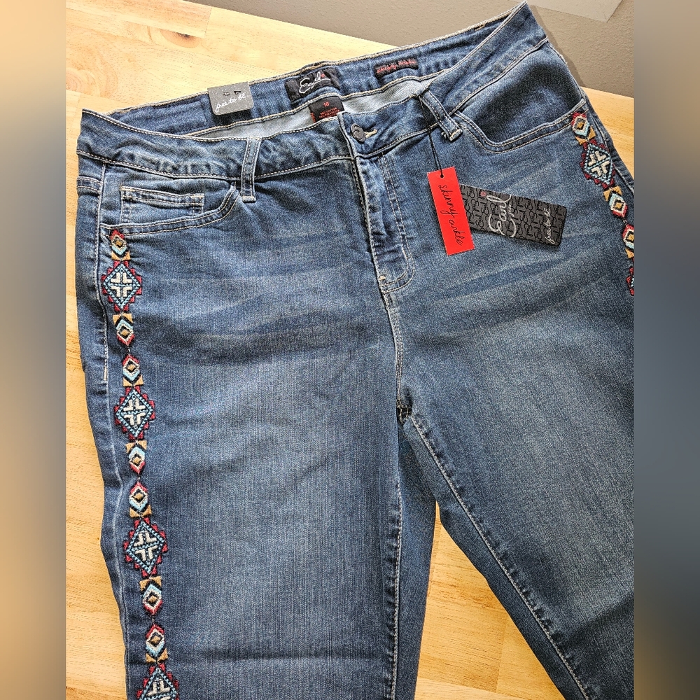 NWT Earl Jeans, skinny ankle embroidery detail 16 - Picture 5 of 5